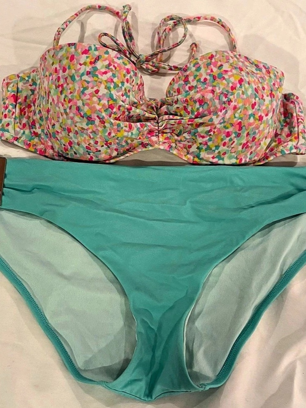 Victoria's Secret Abstract Print Bikini Set in Turquoise & Multicolor Like New